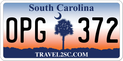 SC license plate OPG372