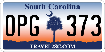 SC license plate OPG373