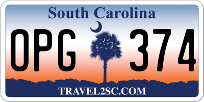 SC license plate OPG374