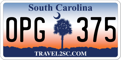 SC license plate OPG375