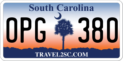SC license plate OPG380