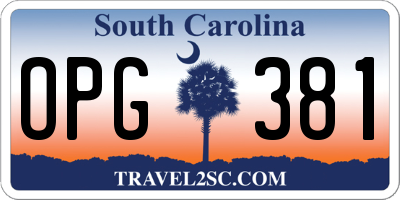 SC license plate OPG381