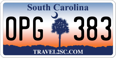 SC license plate OPG383