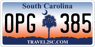 SC license plate OPG385
