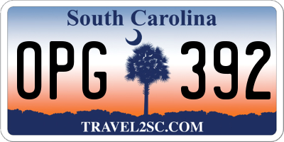 SC license plate OPG392