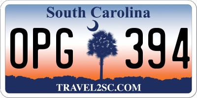SC license plate OPG394