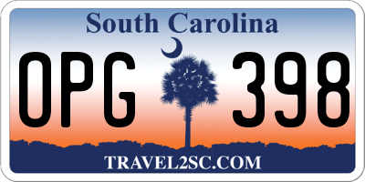 SC license plate OPG398