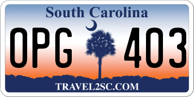 SC license plate OPG403