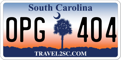 SC license plate OPG404