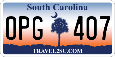 SC license plate OPG407