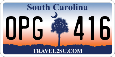 SC license plate OPG416