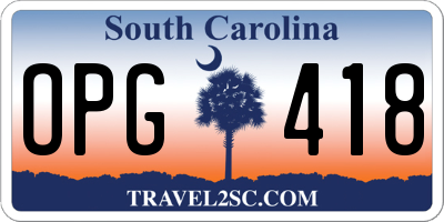 SC license plate OPG418