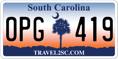 SC license plate OPG419