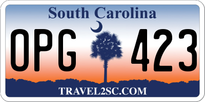 SC license plate OPG423
