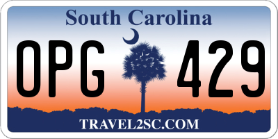 SC license plate OPG429