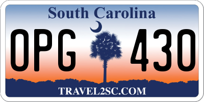 SC license plate OPG430