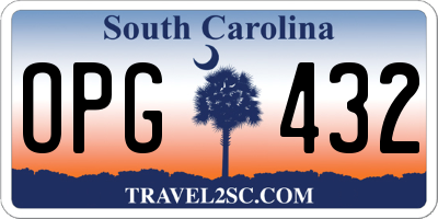 SC license plate OPG432