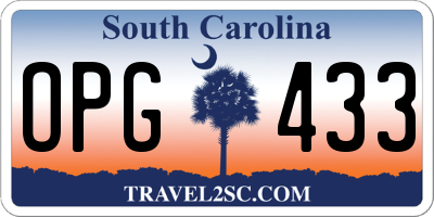 SC license plate OPG433
