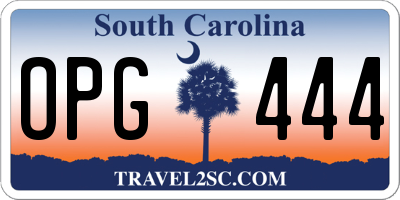 SC license plate OPG444