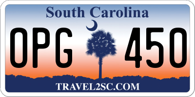 SC license plate OPG450