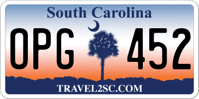SC license plate OPG452