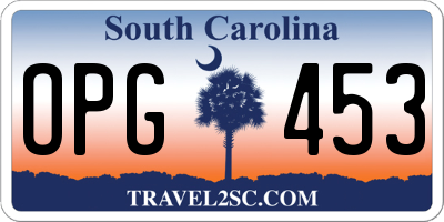 SC license plate OPG453