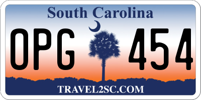 SC license plate OPG454