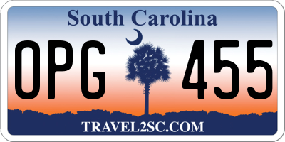 SC license plate OPG455