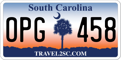 SC license plate OPG458