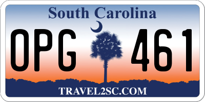 SC license plate OPG461