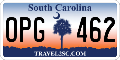 SC license plate OPG462