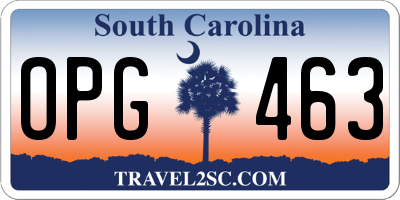 SC license plate OPG463