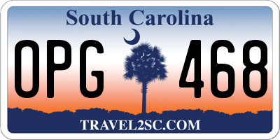 SC license plate OPG468