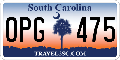 SC license plate OPG475