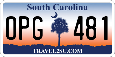 SC license plate OPG481