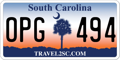 SC license plate OPG494