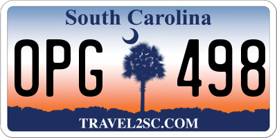 SC license plate OPG498