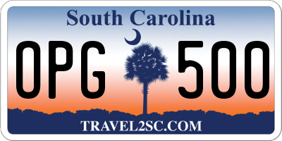 SC license plate OPG500