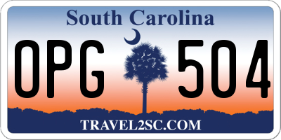 SC license plate OPG504