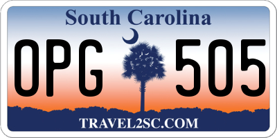 SC license plate OPG505