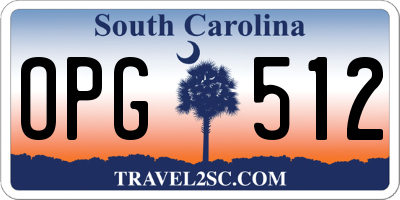 SC license plate OPG512