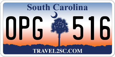 SC license plate OPG516