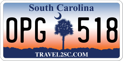 SC license plate OPG518