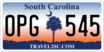SC license plate OPG545