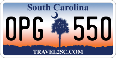 SC license plate OPG550