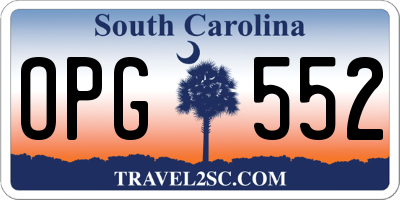 SC license plate OPG552