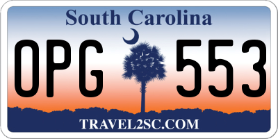 SC license plate OPG553