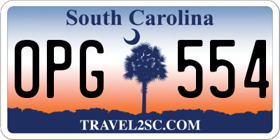 SC license plate OPG554