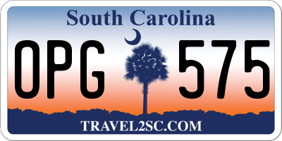 SC license plate OPG575