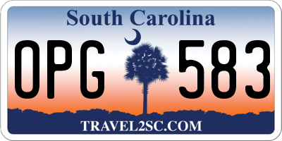 SC license plate OPG583